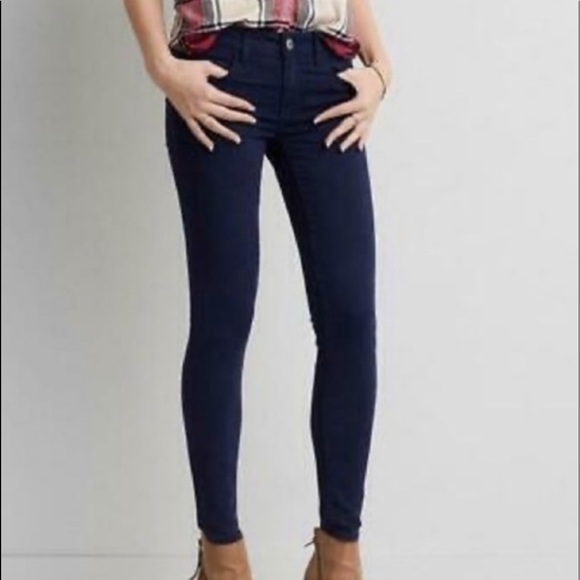 Ladies American Eagle SATEEN Jeggings Indigo - Picture 1 of 8
